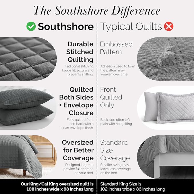 Southshore Fine Living, Inc. Oversized Quilt King Size Set, Microfiber Quilted - Image 4
