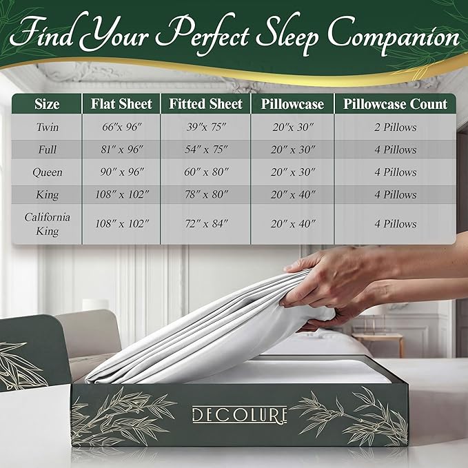 DECOLURE 100% Viscose Derived from Bamboo Sheets California King Size - Image 8