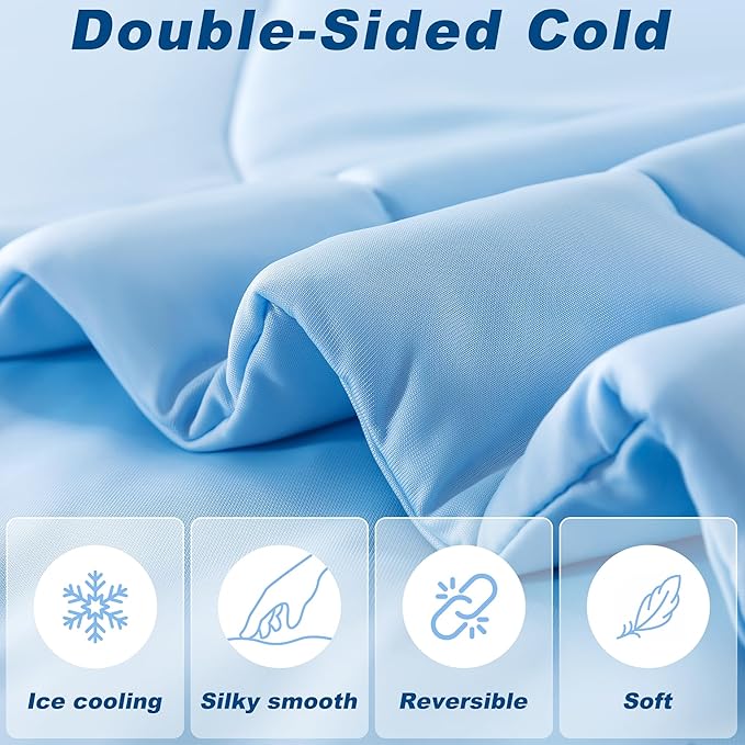 Cooling Comforter Twin Size, Double-Sided Cold Tech Fabric Quilted Bed - Image 3