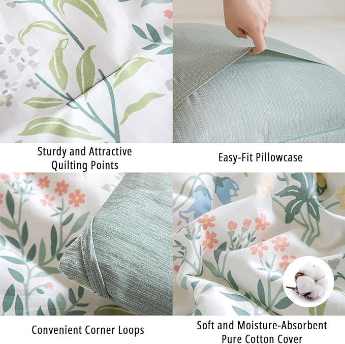 LEMIROE Floral Cotton Comforter Twin Size - Image 5