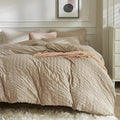 JELLYMONI Khaki Duvet Cover King Size, Soft Breathable Seersucker Duvet Cover by JELLYMONI