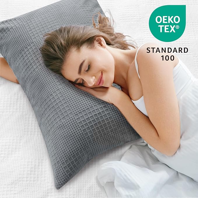 BEDELITE Flannel Pillow Cases Queen Size Set of 2, Decorative Waffle Weave - Image 5