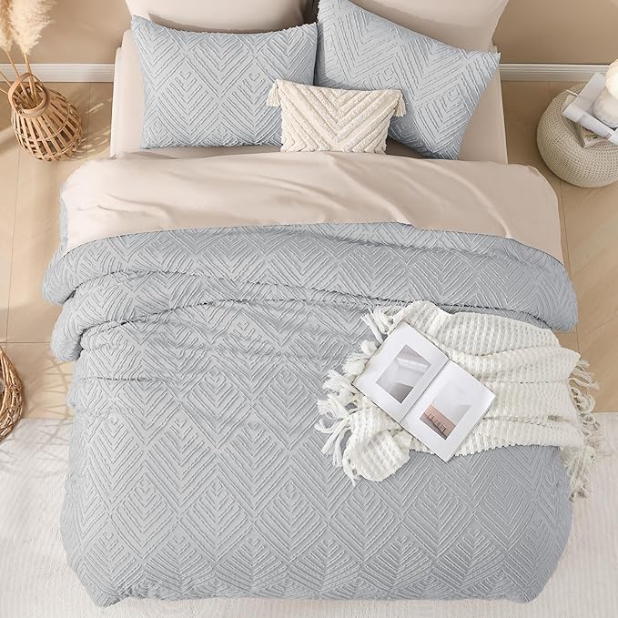 Andency Light Grey Oversized King Comforter 128''x120'', 3 Pieces Gray Soft - Image 7