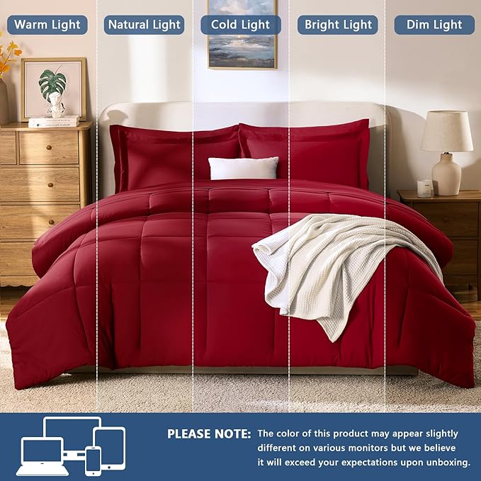 CozyLux Full Size Comforter Sets Dark Red - Image 7