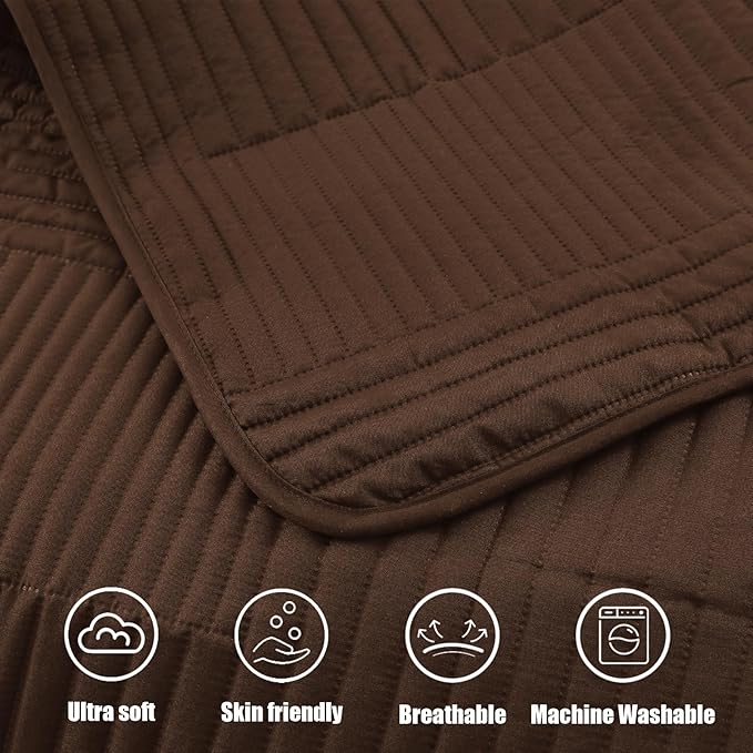 Whale Flotilla Ultra Soft Queen Quilt Bedding Set, Lightweight Microfiber Brown - Image 9