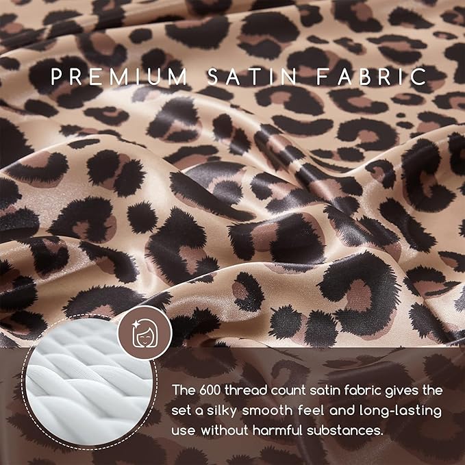 MR&HM Satin Bed Sheets with Elastic Corner Straps, Full Size Sheets Set - Image 3