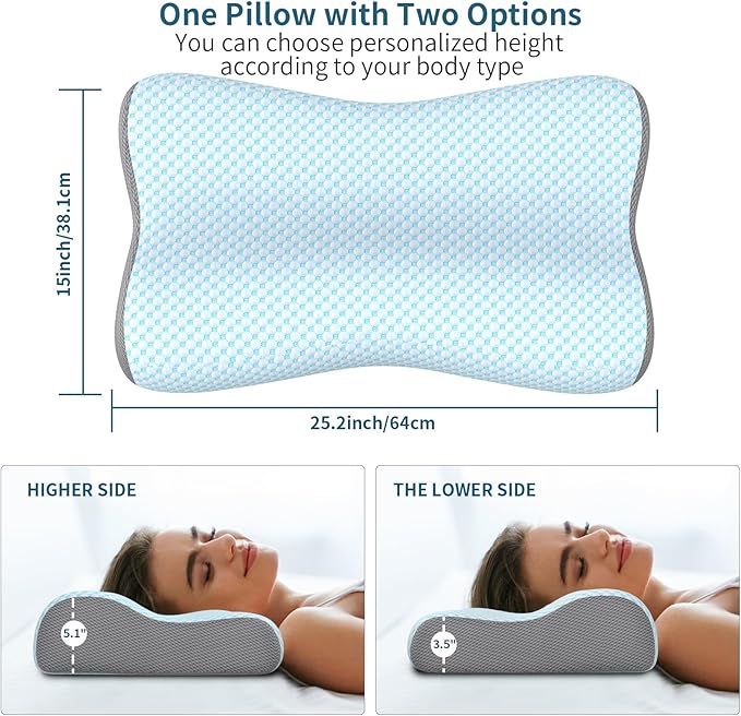 Cervical Neck Pillow for Pain Relief, Contour Memory Foam Pillows for Sleeping - Image 3
