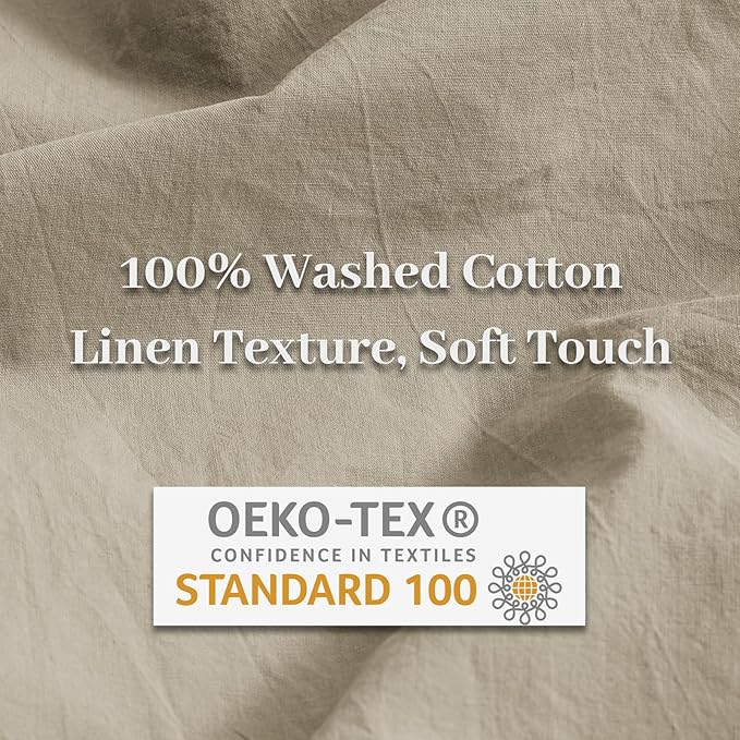NEXHOME PRO Duvet Cover Set Kids Twin Size Linen Feel Textured Organic Natural - Image 6