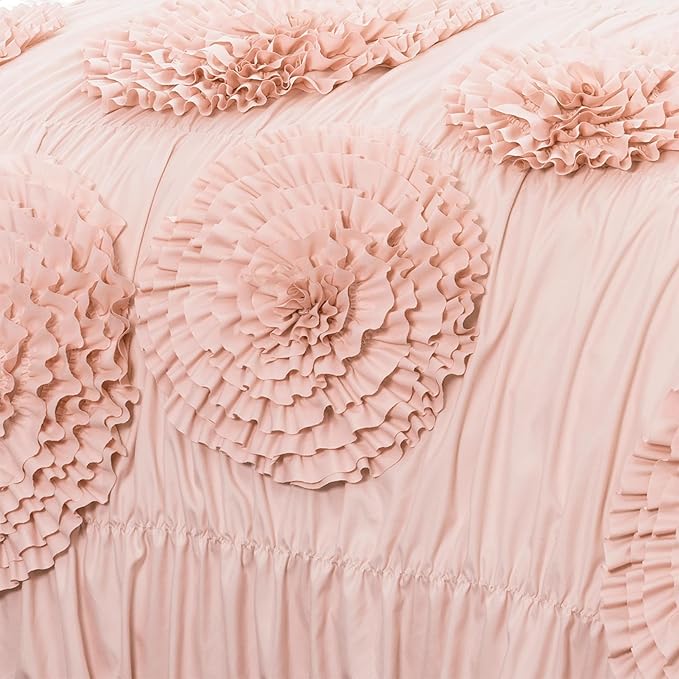 Lush Decor Serena Comforter Set, 3 Piece Set, Full/ Queen, Blush - Image 4