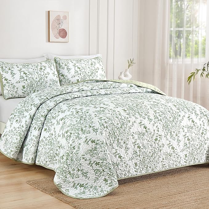 WONGS BEDDING Quilt Full Size, Sage Green Quilt Bedding Set - Image 2
