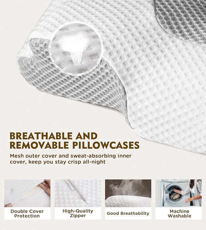 Osteo Cervical Pillow for Neck Pain Relief, Hollow Design Odorless Memory Foam - Image 5