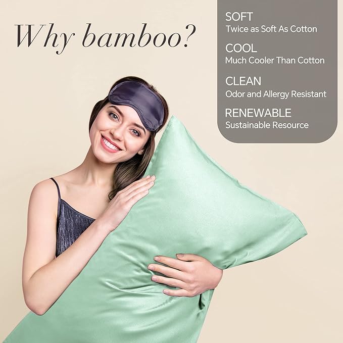 BEDELITE Standard Pillow Cases Set of 2, Rayon Derived from Bamboo, Cooling - Image 2