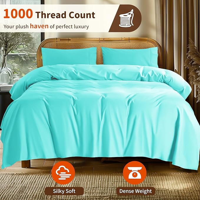 LBRO2M 1000 Thread Count 100% Egyptian Cotton Sheets Set Twin, 3 Piece Sets Bed - Image 3