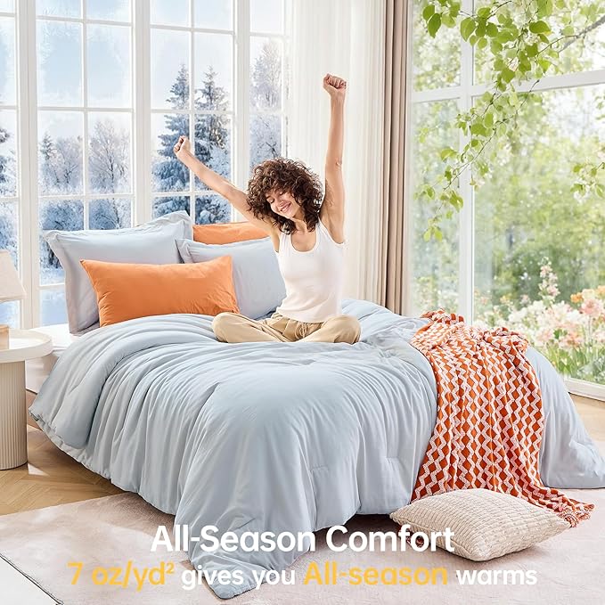 MUXHOMO King Size Comforter Set, All Season Ultra Soft Down Alternative Bedding - Image 4