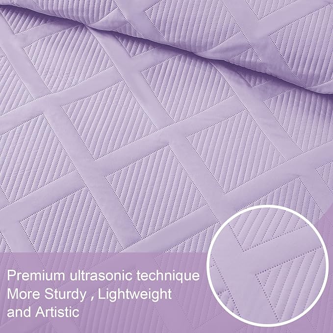 Exclusivo Mezcla King Quilt Set- Lilac Quilts Bedding Set - Image 4