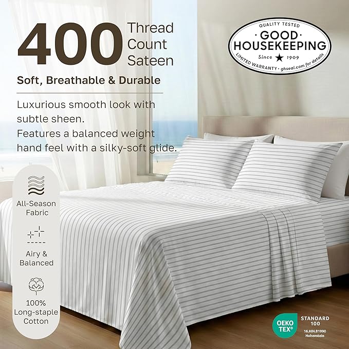California Design Den Soft Cotton Cal King Size Bed Sheets Set, 400 TC Good - Image 3