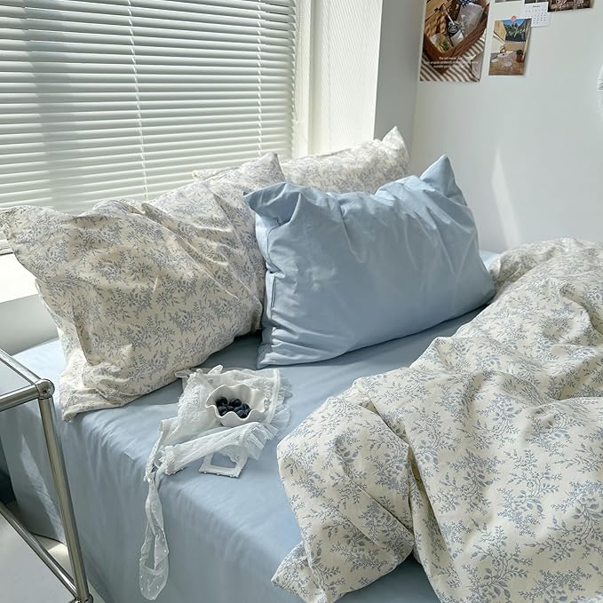 mixinni Blue Floral Duvet Cover Twin Size - Image 7