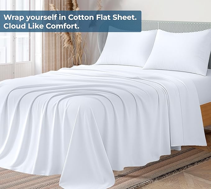 Royale Linens 100% Organic Cotton Twin XL Flat Sheet Only - Image 2
