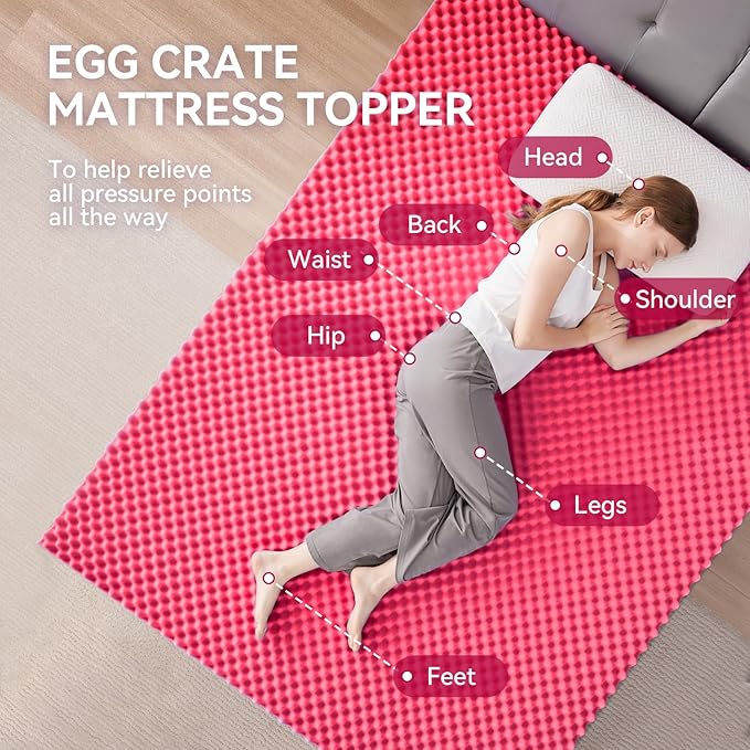SINWEEK 3 Inch Egg Crate Memory Foam Mattress Topper Twin XL, Twin Extra Long - Image 2