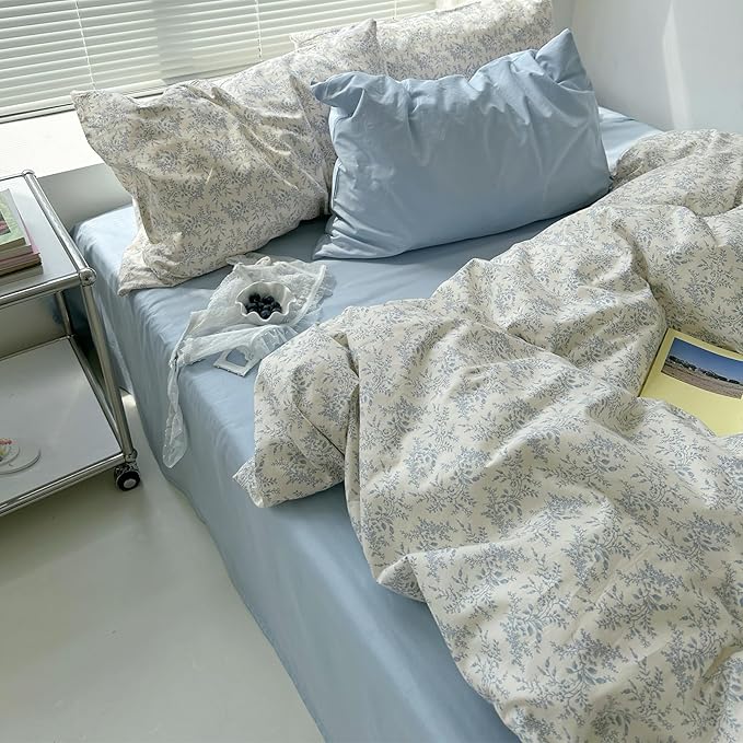 mixinni Blue Floral Duvet Cover Twin Size - Image 2