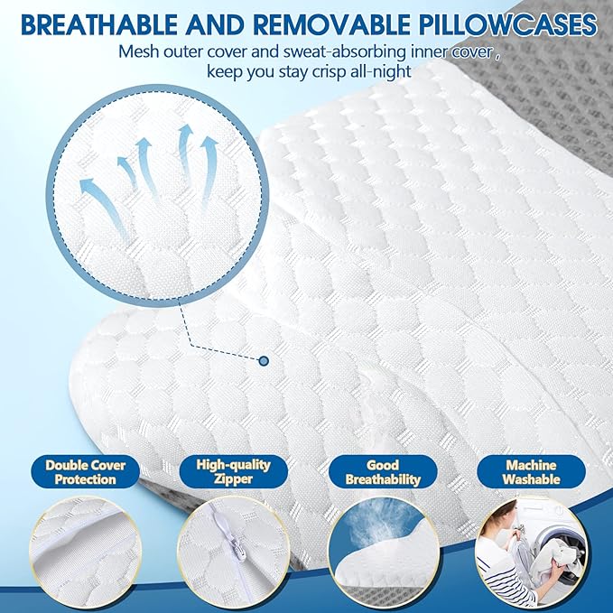 CHxxy Cervical Neck Pillow for Pain Relief Sleeping, Contour Memory Foam Pillows - Image 6
