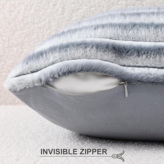 Pallene Faux Fur Plush Throw Pillow Covers 24x24 Set of 2, Luxury Soft Fluffy - Image 3