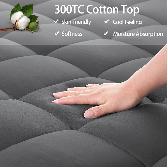 EASELAND California King Mattress Pad Pillow Top Mattress Cover Quilted Fitted - Image 4