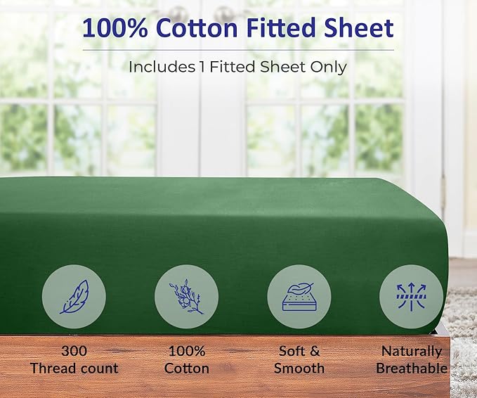 ROYALE LINENS 300 Thread Count 100% Long Staple Combed Cotton Fitted Sheet - Image 4