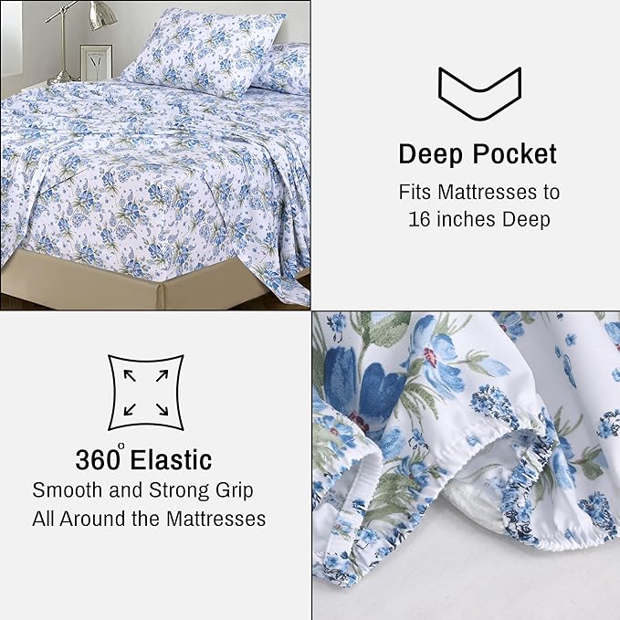 RUVANTI 100% Cotton Sheets – King Size Percale Bedding, Cooling & Breathable - Image 6