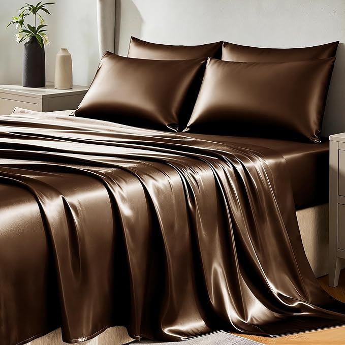 CozyLux Satin Sheets Queen Size Bed Set by CozyLux
