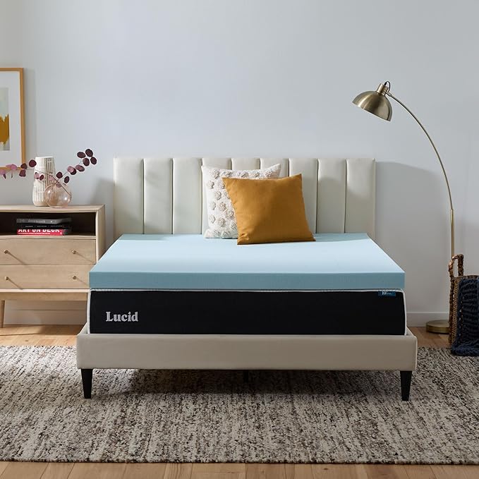 Lucid 3 Inch Memory Foam Mattress Topper, Twin XL Size – Cooling Gel Bed Topper by Lucid