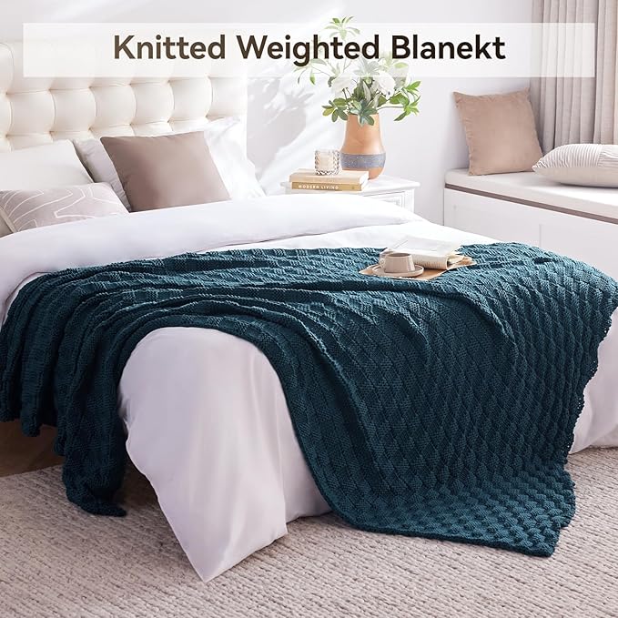 Knitted Weighted Blanket for Adult, No Beads Heavy Blanket 70” x 90'' 20lbs - Image 6