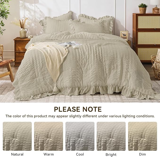 JOLLYVOGUE Full Size Comforter, 3 Pieces Linen Seersucker Lightweight Full Size - Image 8