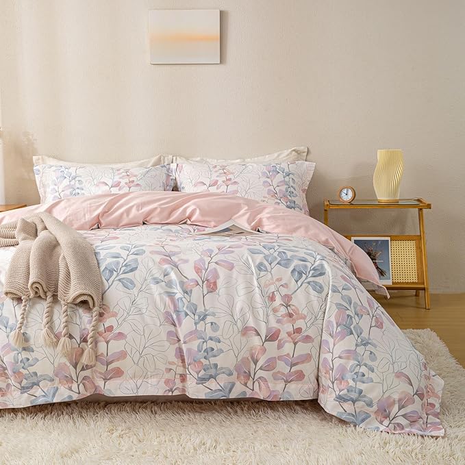 OAITE Duvet Cover Set Twin Size Floral Pattern Ultra Soft 100% Cotton Duvet - Image 2