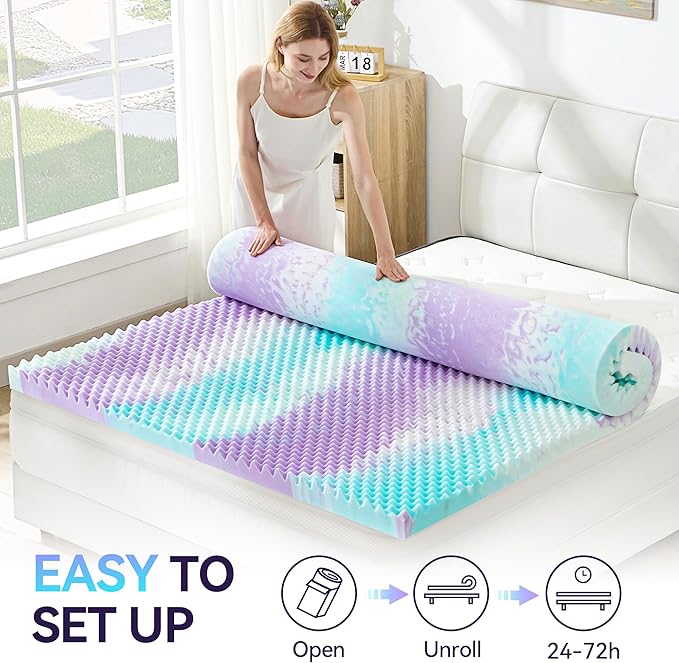 SINWEEK 2 Inch Egg Crate Memory Foam Mattress Topper Twin Size, Soft Mattress - Image 7