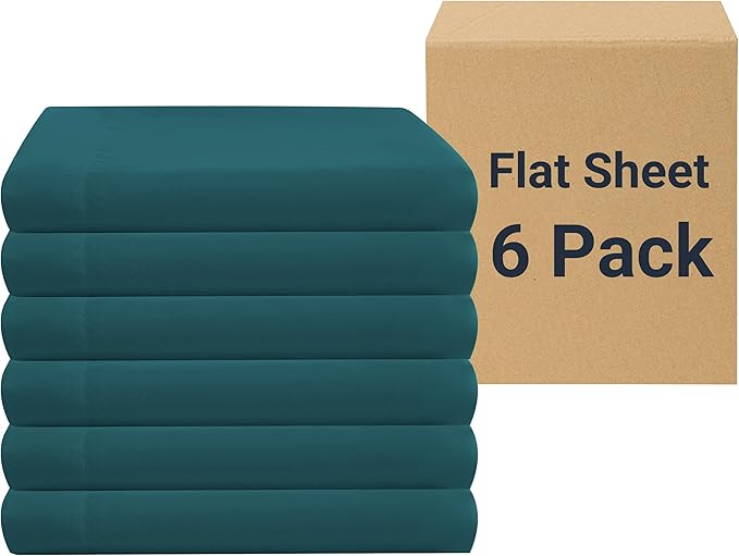 ZPECC Twin Flat Sheet Only 6 Pack, Durable Teal Top Bed Sheets Hypoallergenic by ZPECC-ABrandThatHasBeenFocusedOnBabyProductsFor18Years