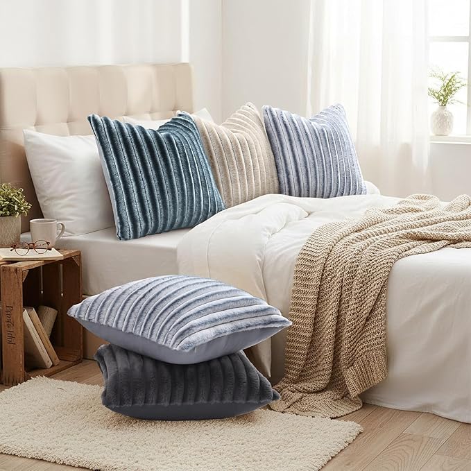 decorUhome Cozy Faux Fur Throw Pillow Covers 12x20 Set of 2 Decorative Soft - Image 6