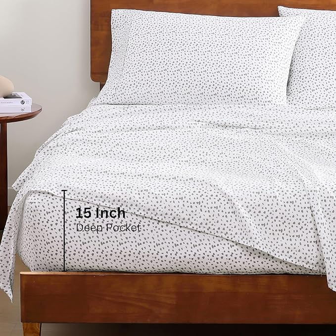 LANE LINEN 100% Organic Cotton Printed King Bed Set, All Season Crisp Percale - Image 4