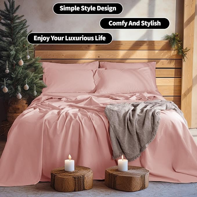 LBRO2M 100% Pure Linen Sheet Set Deep Pocket Up to 16" Bed Sheets Sets - Image 5