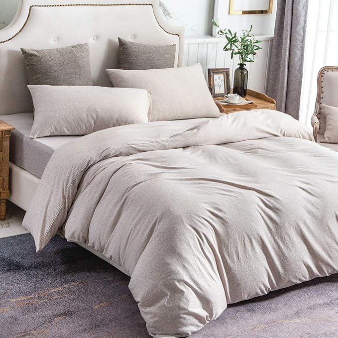 PURE ERA Jersey Knit Duvet Cover Set 100% T-Shirt Cotton Super Soft Comfy 3pc - Image 5