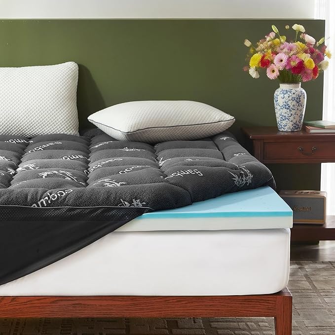 BEDLORE 4 Inch Memory Foam Mattress Topper Full, 2-in-1 Dual Layer Design by Bedlore