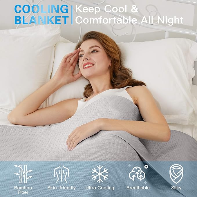 AmyHomie Cooling Blanket, 100% Rayon Derived from Bamboo, Cool Summer Blanket - Image 2