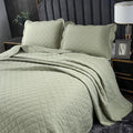 ROOMLIFE Quilt Set King Size 3D Floral Embroidery Pattern 3-Piece Cotton by ROOMLIFE