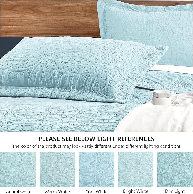 Love's cabin Quilts for Queen Bed Spa-Blue Bedspreads - Image 5