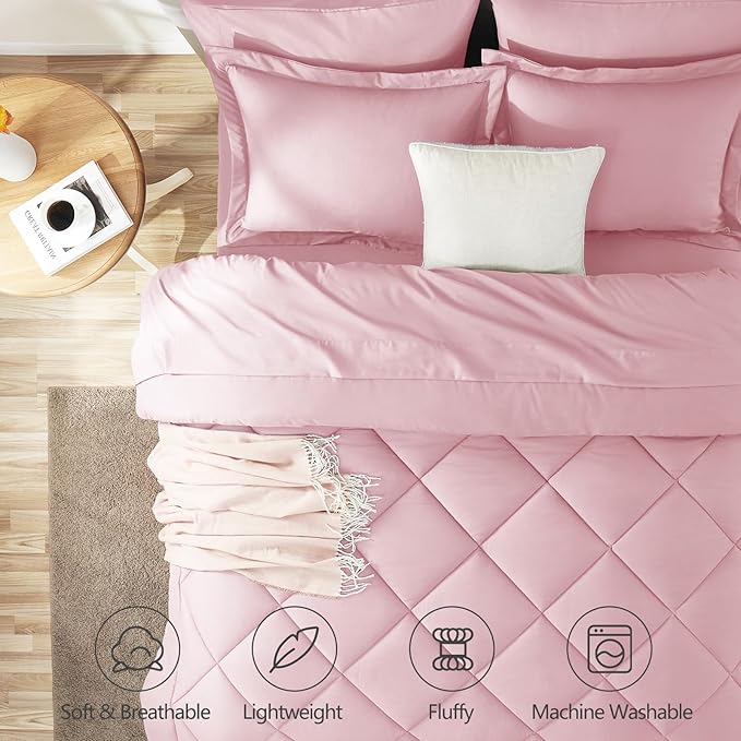 CozyLux King Size Comforter Sets Pink - Image 2