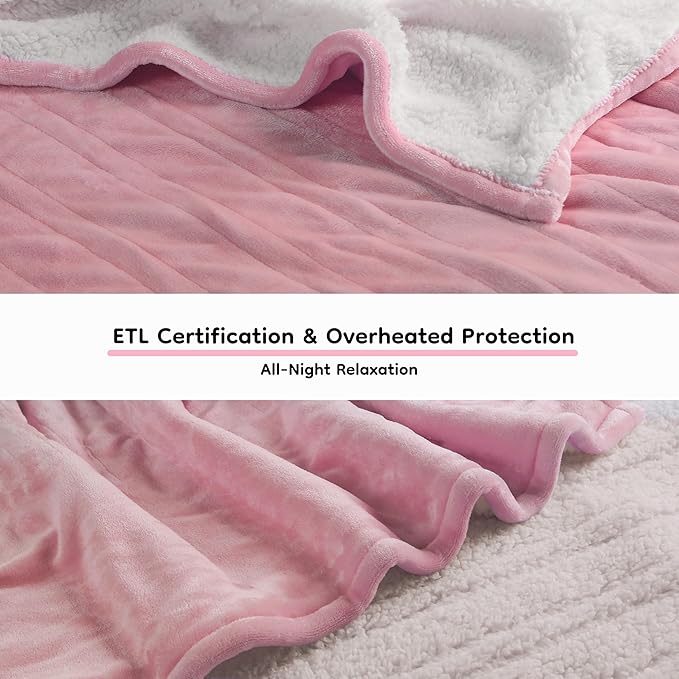 LaffyLo Electric Heated Blanket Queen Size 84 x 90, Dual Control, Fast Heating - Image 2