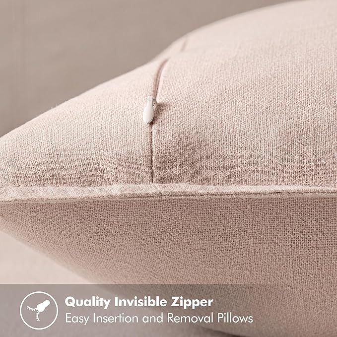 MIULEE Decorative Linen Euro Sham Pillow Covers 26x26 Light Pink Boho Farmhouse - Image 3