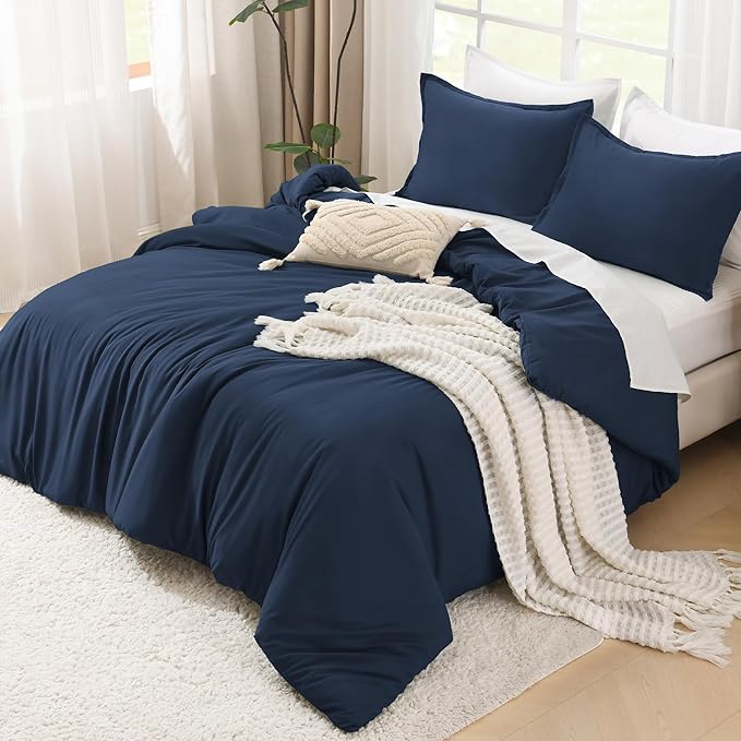 Litanika Navy Blue Comforters Oversized Queen Size, 3 Pieces Lightweight Solid - Image 4