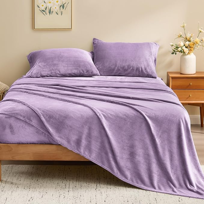 BEDELITE Flannel Sheets Queen Size Lavender - Image 2