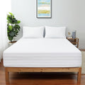 Twin Size Striped Fitted Sheet Only White Color, 100% Egyptian Cotton 600 by ShunjieHome